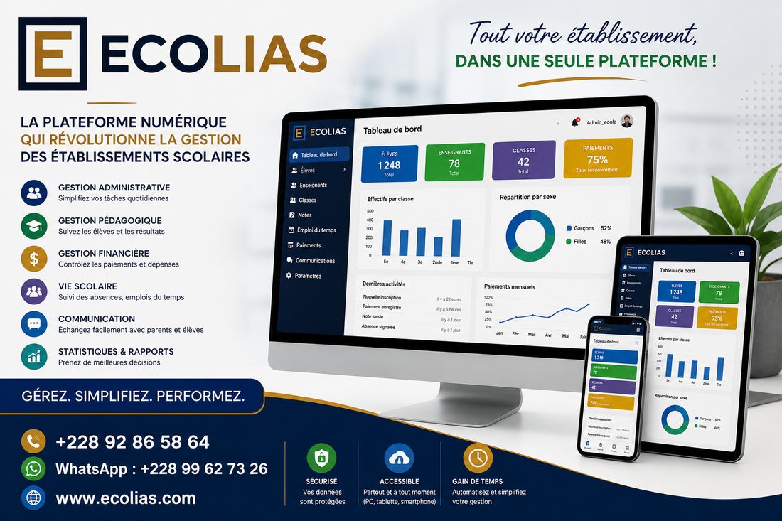 Ecolias — tout votre établissement, dans une seule plateforme